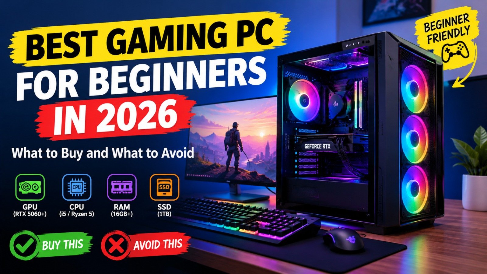 Best Beginner Gaming PCs in 2026: Budget, Specs, and Tips