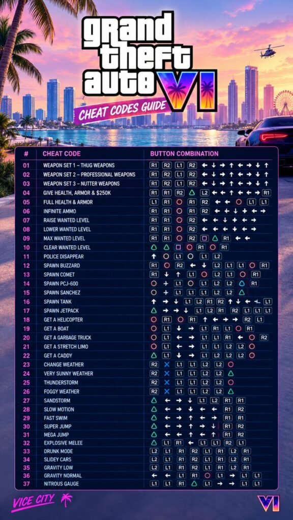 GTA 6 Cheat Codes