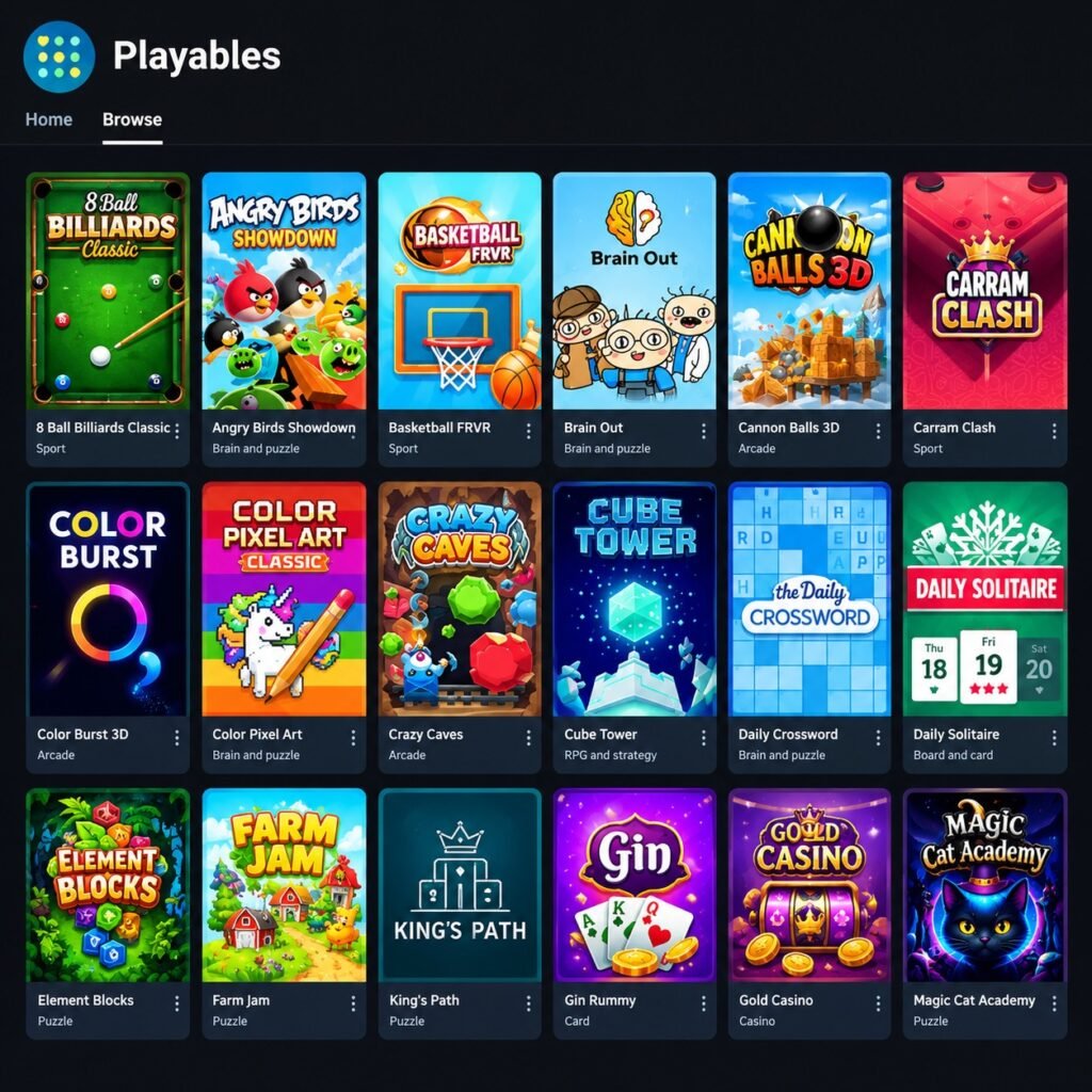 Playables Game Gallery Grid